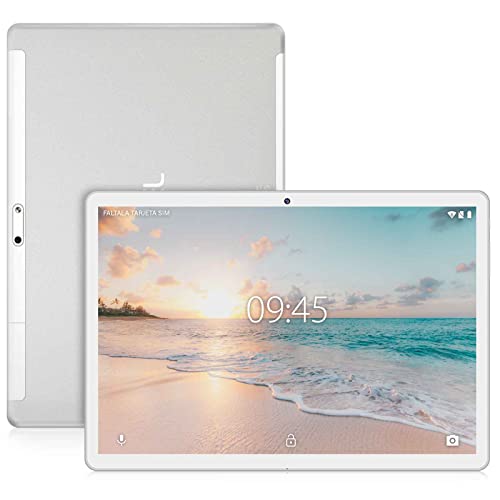 Tablet 10 Pollici Android 10 Certificato da Google GMS LTE Tablet, 4 GB di RAM e 64 GB, Dual SIM GPS WiFi Custodia per Tablet e Altro Incluso - Argento