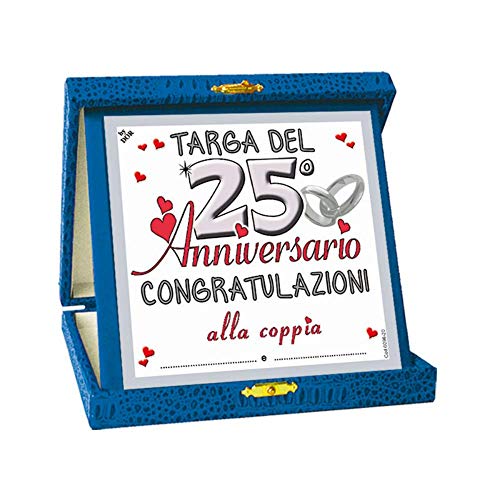TARGHETTA 25 Anni di Matrimonio Gadget Nozze d Argento - Targa del Venticinquesimo Anniversario di Matrimonio - Congratulazioni