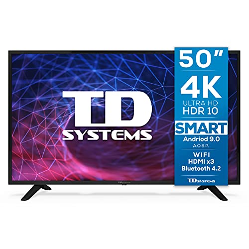 TD Systems K50DLJ11US Smart TV 50 pollici 4K Android 9.0 e HBBTV 1500 PCI Hz UHD HDR 3X HDMI 2X USB DVB-T2 C S2 Hotel TV