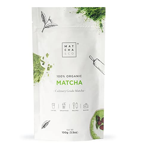Tè giapponese Matcha biologico. Tè verde biologico in polvere dal Giappone. Tè Matcha 100% organico. Tè verde naturale ideale per la cottura, la cottura e il latte. (100)
