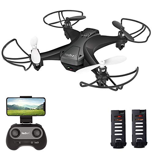 tech rc Mini Drone con Telecamera HD con Due Batterie Funzione di S...