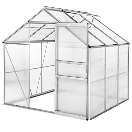 TecTake Serra da giardino in alluminio e policarbonato per piante orto casetta esterno 5,85 m³ - modelli differenti - (190x185x195 cm | no. 402473)