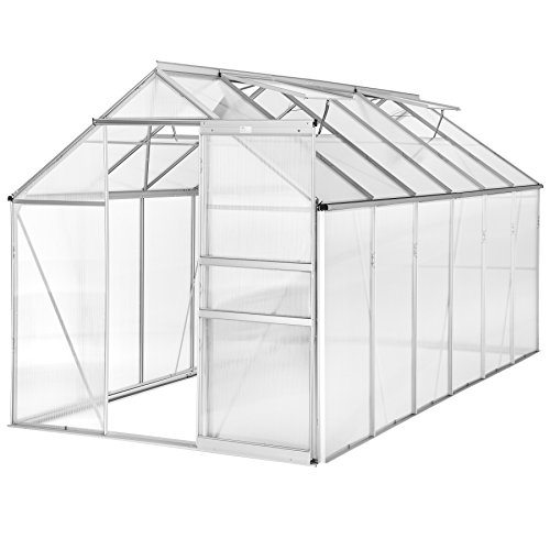 TecTake Serra da giardino in alluminio e policarbonato per piante orto casetta esterno 11,13 m³ - modelli differenti - (375x185x195 cm | no. 402479)