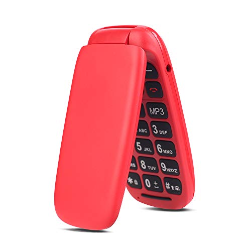 Telefono Cellulare per Anziani, Ukuu GSM Cellulare per Anziani con Tasti Grandi Display 1.8  Supporto SIM Doppio, Chiamata Rapida 800mAh Batteria Lungo Standby - Rosso