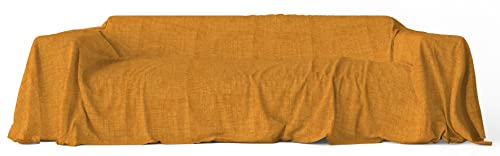 telo gran foulard copriletto copritutto copridivano art sunny in tessuto di poliestere e cotone antistrappo con fantasie tinta unita melange misura 240x270 cm tinta unita giallo