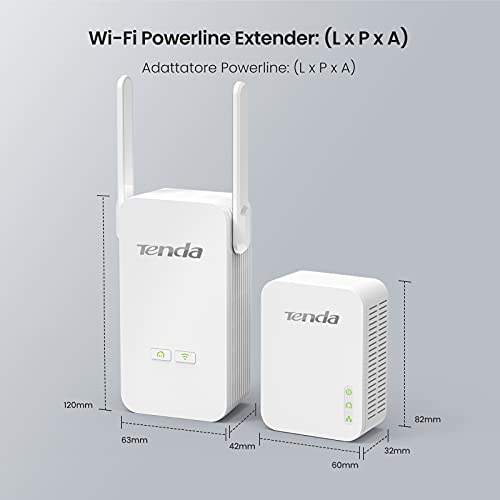 Tenda Ph5 Kit Powerline Wi-Fi, Av1000 Mbps Su Powerline, 300 Mbps S...