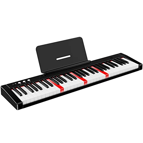 TERENCE Pianoforte Digitale Portatile 61 Tasti semi-pesati con batteria da 1800 mAh Tastiera illuminata e interfaccia MIDI USB e supporto per spartiti Bluetooth Borsa adesiva Cavo audio Auricolari