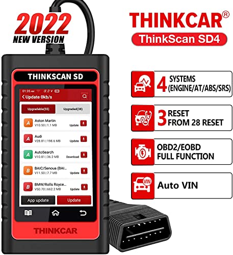 Thinkscan SD4 obd2 Auto diagnostica Motore ABS SRS AT obd2 Scanner Auto + 3 Funzione di ripristino da 28 Ripristino del Servizio di aggiornamento WiFi Gratuito (4 sistemi + 3 ripristino)
