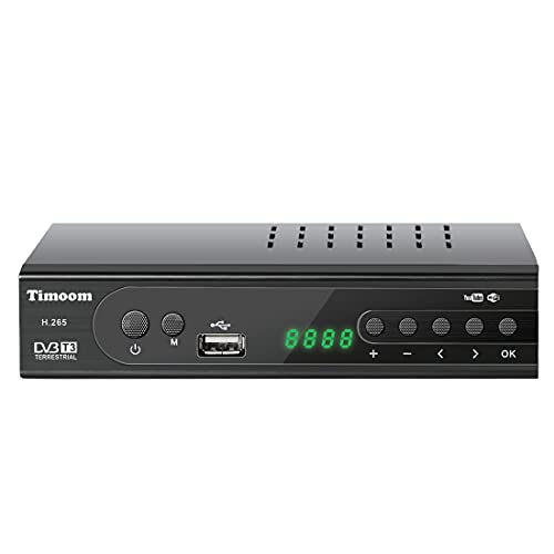Timoom DVB-T2 Decoder Digitale Terrestre Nuovo Standard Con Codifica HEVC 10 Bit, Ricevitore Digitale Terrestre Full HD  1080p H.265   Dolby   MPEG-2 4, Con Telecomando