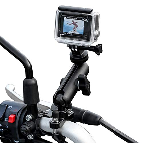TKOOFN Supporto per Bicicletta Motociclo per GoPro Fotocamera, Supporto in Metallo per Manubrio Regolabile Girevole a 360° per GoPro Hero 7 6 5 4 3+ 3 2 Sessione, Canon Nikon Sony Fotocamera d Azione