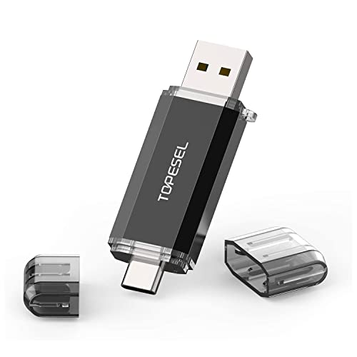TOPESEL Chiavetta USB C 3.0 128GB, 2 in 1 USB 3.0 Tipo C Dual OTG Pendrive Flash Drive Memoria Stick Pennetta USB C 128 giga Per Type C Smartphones, Laptops,Tablets, Nero