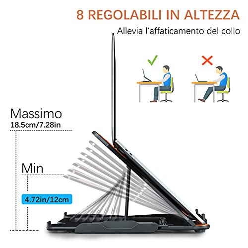 TopMate Supporto per Laptop per Scrivania Regolabile in Altezza, Su...