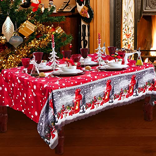 Tovaglia di Natale, 180 x 150 cm Tovaglie Natalizio rettangolari Copritavolo di Natalize rosso Tovaglia da pranzo, grandi runner lavabili da tavola per la cena di Natalizia per decorazioni natalizie
