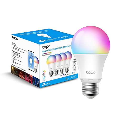 TP-Link L530E, Lampadina WiFi Intelligente LED Smart Multicolore, E27 Lampadina Compatibile con Alexa e Google Home, 806 lumen, 8.7W, Senza hub richiesto, Controllo Remoto tramite APP Tapo, 4pz
