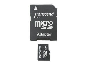 Transcend - Scheda di memoria flash MicroSD da 2 GB con adattatore SD