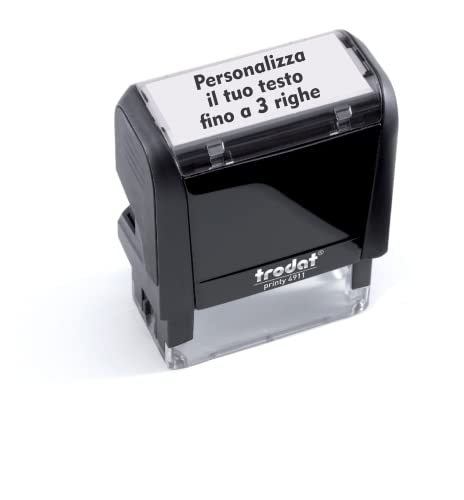 Trodat Printy 4911 Nero con testo personalizzato fino a 3 righe - max 38 x 14 mm - inchiostro nero, per ufficio, medici, insegnanti