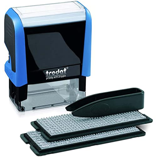 Trodat - Timbro Printy 4913 Typomatic, 5 righe di testo da comporre da soli, inchiostrazione automatica, inchiostro nero in dotazione