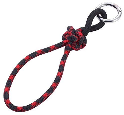 Troika - Cordino portachiavi in corda da vela con nodo decorativo, colore: rosso nero