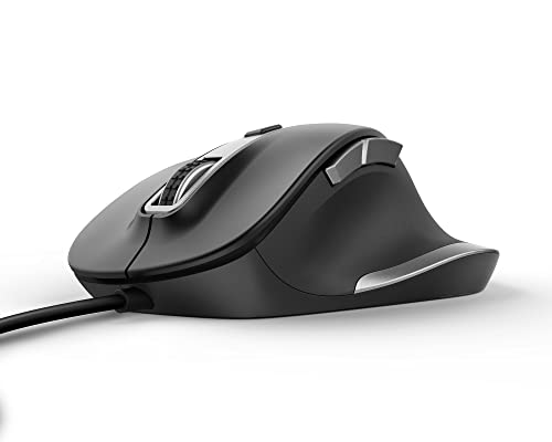 Trust Fyda Mouse con filo dalle linee convesse (design ergonomico, sei pulsanti, velocità del cursore con DPI altissimi 600-1400-2800-5000) Nero