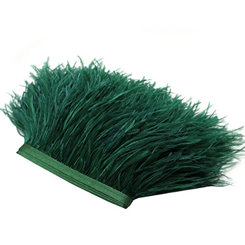 Ultnice - Nastro con piume di struzzo per costumi, fai da te, cucito, 2 m (verde scuro)