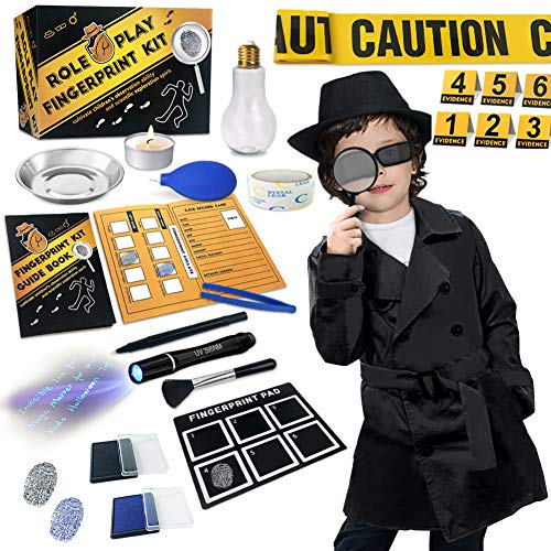 UNGLINGA Kit di Spionaggio Detective Giochi Investigativi Esplorazione Investigatore - Penna Inchiostro Invisibile Giochi di ruolo per bambini Costume Ragazzi Ragazze Regali di compleanno Età 6+