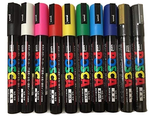 Uni-Ball POSCA PC-5M [10 Pen Set] includes 1 of each - Black, White...