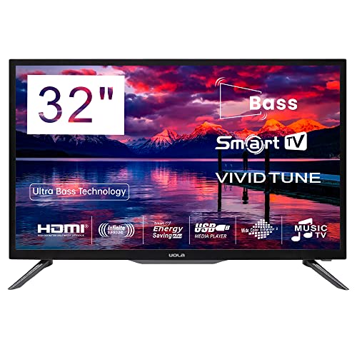 Uola N32M1 Smart TV 32’’ Pollici con Schermo LED HD 1366 * 768, 16:9, DVB-T2 S2, Wi-Fi, 8 ms, 200 CD m2, Miracast, Speaker Audio 20W, Android 9.0, 2 x HDMI, 2 x USB 2.0 Media Player, Staffa Inclusa
