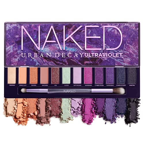 Urban Decay - Palette di ombretti Naked Ultraviolet, 12 tonalità viola scintillanti, con pennello di qualità professionale, 15,6 g