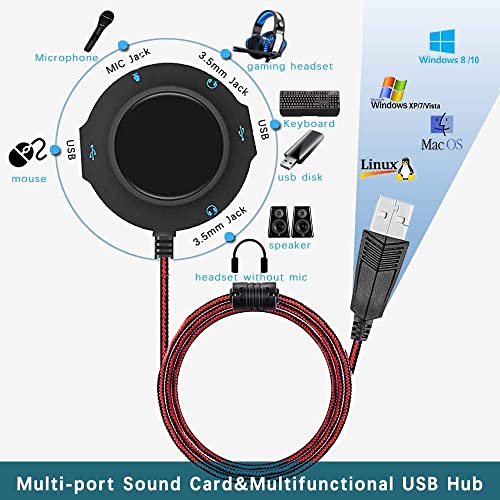 USB Hub 7.1 Scheda Audio Esterna Adattatore con Jack Auricolari 3,5...