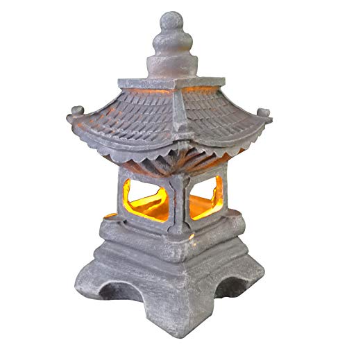 Uziqueif Lampada da Giardino Tachi-Gata Solare in Stile Zen Solare per Esterni Lanterna Lanterna Pagoda Lampada da Giardino Solare Statua FattoriaBalcone Lampada per Decorazione Creativa,17 * 34 cm