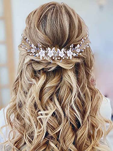 Vakkery Accessori per capelli da sposa con fiore per capelli da spo...