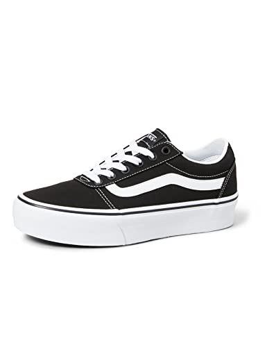 Vans Ward Platform, Sneaker Donna, Nero Bianco (Canvas Black White), 38 EU