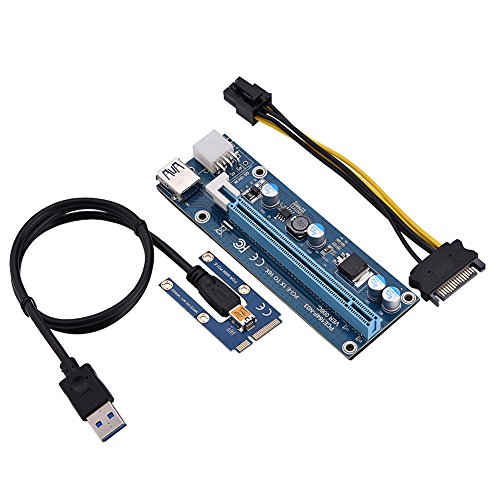 VBESTLIFE Mini PCI-E a PCI Express16x Adattatore Riser estensore 6 Pin con Cavo di Alimentazione SATA per Laptop Estrazione di schede Video Esterne