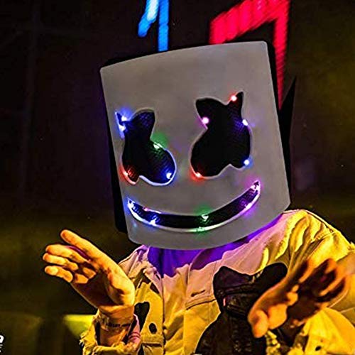 Vercico Maschera DJ Marshmell per Bambini e Adulti Maschera Colorata Flash LED Festa Halloween Accessori Cosplay