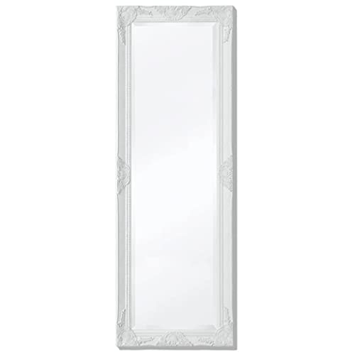 vidaXL Specchio da Parete a Muro Stile Barocco con Ganci 140 x 50 cm Bianco