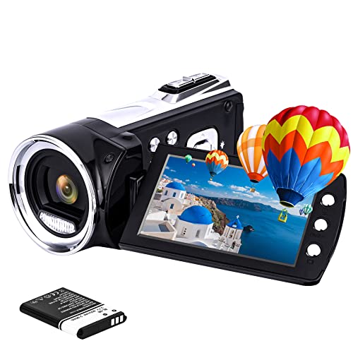 Videocamera Videocamera GDV8162 Videocamera digitale ricaricabile FHD 1080P 24MP Schermo ruotabile LCD 270°, videocamera per Bambini Adolescenti Studenti Principianti Anziani