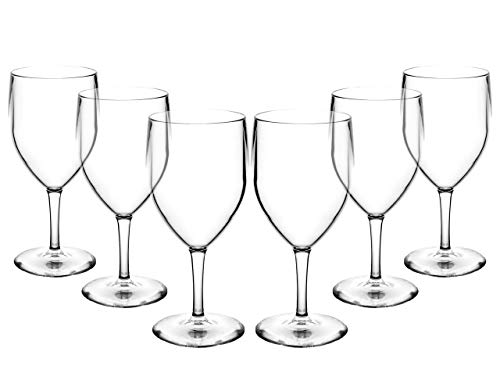 Virtually Glass - Set da 6 Bicchieri riutilizzabili, in policarbonato, bicchieri da vino grandi, 315 ml altezza del bordo 16,1 cm, diametro massimo 7,7 cm