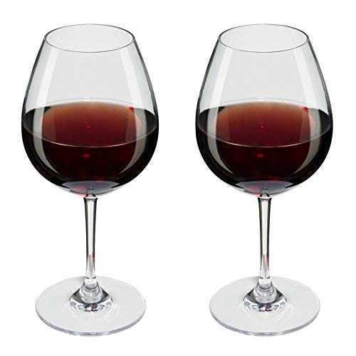 Viva Haushaltswaren – Accadrà 2 Bicchieri di Vino Rosso Bicchieri di Vino in pregiato, Trasparente Plastica (policarbonato) ca. 250 ML