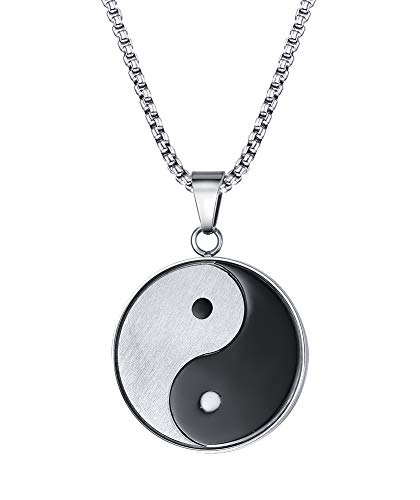 Vnox Della Collana del Pendente delle Donne degli Uomini in Acciaio Inox di Yin Yang Bagua Protettivo Talisman