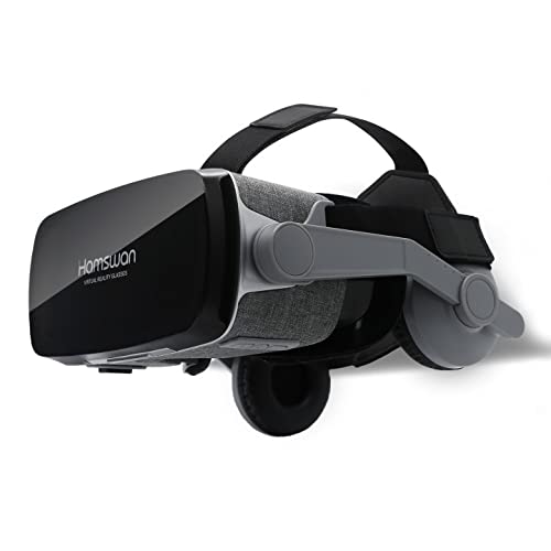 VOGMOGO - Occhiali 3D VR VR per realtà virtuale, occhiali VR visione panoramica 360 gradi pellicola 3D set Immersivo per cellulari 4,7-6,6 pollici Android e Apple (GOCR con auricolari)