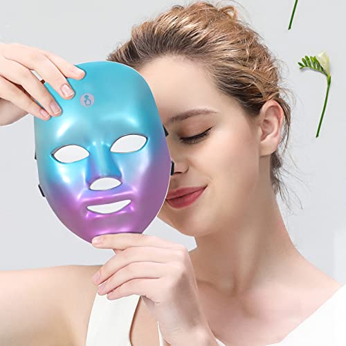 Vogvigo Maschera LED 7 Colori Trattamento con Terapia della Luce Senza Fili Maschera Viso per Ringiovanimento della Pelle di Bellezza