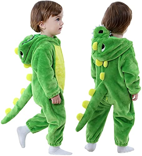 Volunboy Costumi Carnevale Dinosauro Bambini, Pigiama Drago Vestito di Carnevale Natale Bambino (12-15 Mesi, Verde,tag 73)