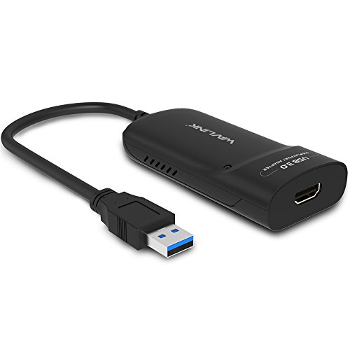 Wavlink - Adattatore USB 3.0 a HDMI, per scheda video esterna sottile, supporta risoluzione 2048 × 1152, con porta audio per Windows 10 8 7 XP, colore: Nero