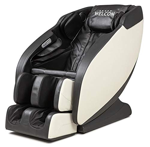 Welcon Prestige II - Poltrona massaggiante 3D in bianco e nero, con zero gravity, funzione di calore e 6 programmi automatici, colore nero