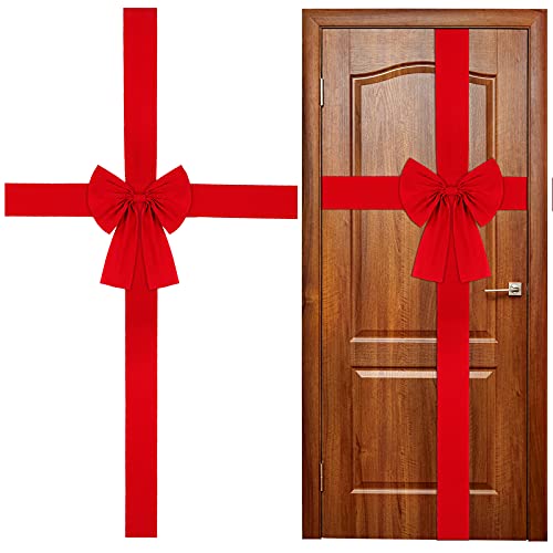 WILLBOND - Fiocco per porta di Natale, grande fiocco rosso, per albero di Natale, decorazione per albero di Natale, per camino, casa, porta d ingresso e feste (2 pezzi)