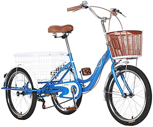 WYCSAD Triciclo a 3 Ruote per Adulti - Bici, Biciclette a 3 Ruote per Adulti, Uomini, Donne, tricicli da 20 Pollici a 1 velocità con cestello Grande per attività Ricreative, Shopping, Picnic