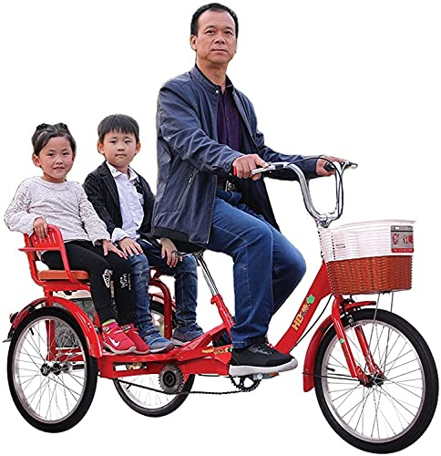 WYCSAD Triciclo per Adulti a 3 Ruote - Bici, 20 Pollici Pieghevole per Anziani Biciclette per Adulti a 3 Ruote Triciclo per Manodopera con Cestino per la Spesa e Sedile Posteriore