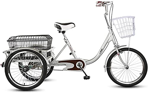 WYCSAD Triciclo per Adulti a 3 Ruote - Bici, Triciclo per Adulti con Cestino, Bici a 3 Ruote Bici da Carico per Anziani Adulti, Biciclette a Tre Ruote per Donne Uomini Principiante
