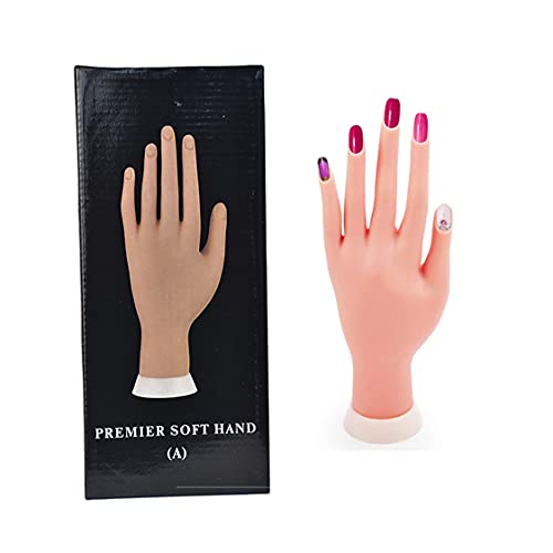 XT Manicure Pratica Mani e Dita Unghie Modello di Pratica Mano Flessibile Movable Morbida Plastica Mano per Finta Nail Art Starter Training