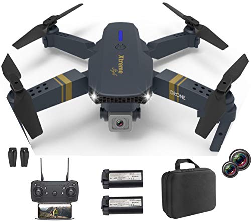 XTREME STYLE Mini drone XS89FPV con doppia fotocamera 4K UHD zoom 50x, 2 batterie, tempo di volo di 30 minuti, 120 m, quadricottero RC pieghevole per bambini e principianti. Molte modalità di volo